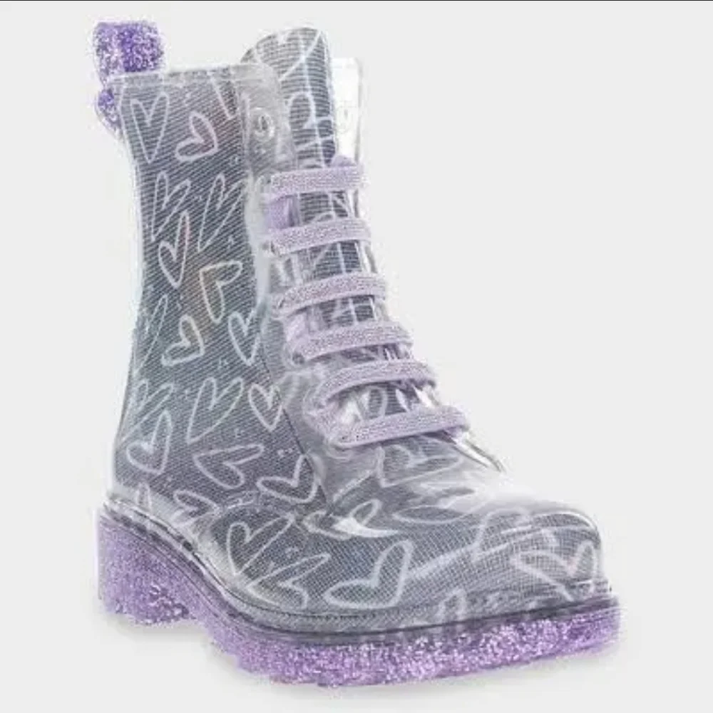 Western Chief Toddler Girls' Ombre Heart Glitter Sirena Rain Boots Size 5 NWT